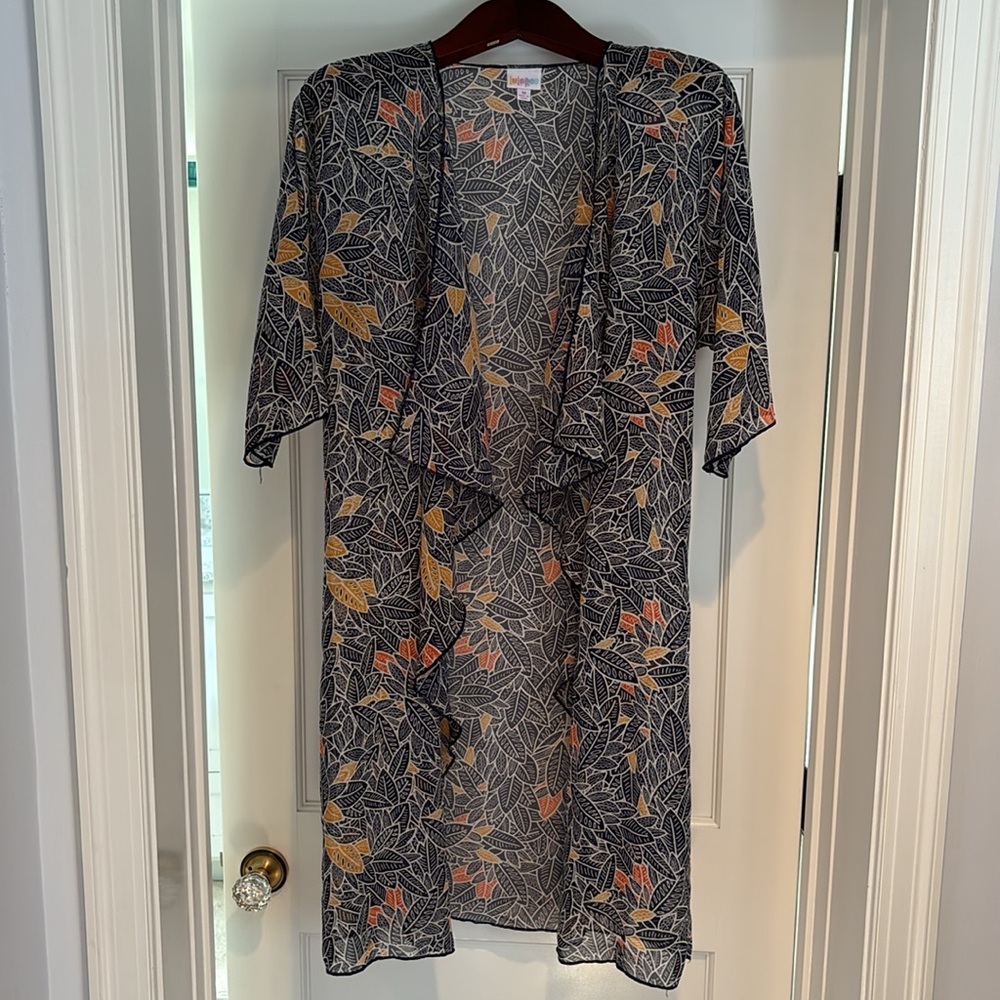 LuLaRoe Shirley in sheer chiffon leaf print in size M (sizes 10-18)